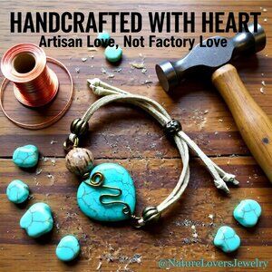 Large Wire Wrapped Heart + Suede Bracelet - Fully Adjustable Fits Most Wrists